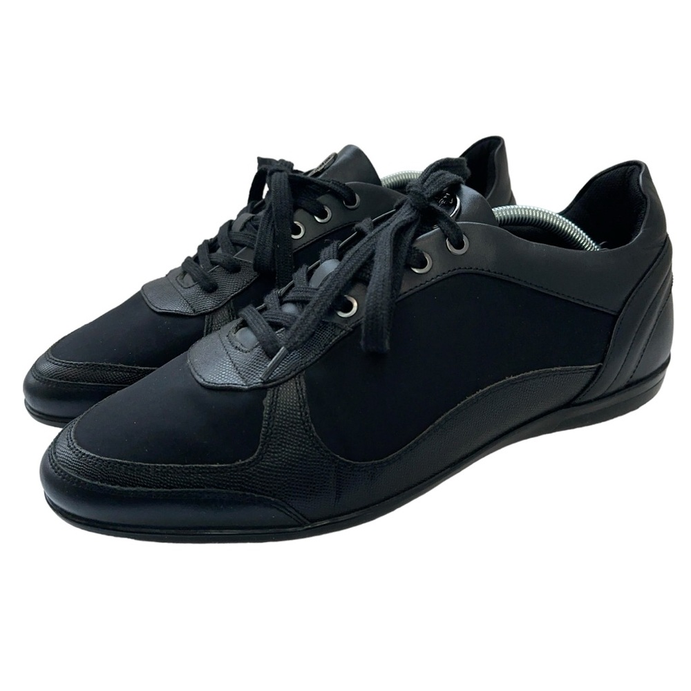 Versace Collection Noir Runaway Black Low Top Sneakers Paneled Mens EU 45 US 12